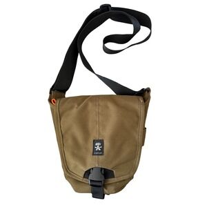 Crumpler Messenger Bag Khaki Canvas Adjustable Strap Travel Pockets Unisex